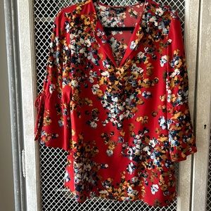 Multi red Lafayette 148 blouse